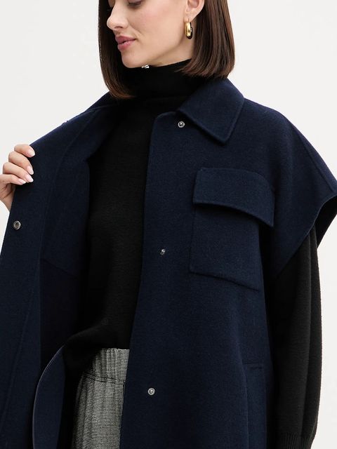 Weekend Max Mara bezrękawnik z wełną ELEGIA kolor granatowy przejściowy 2525276021600