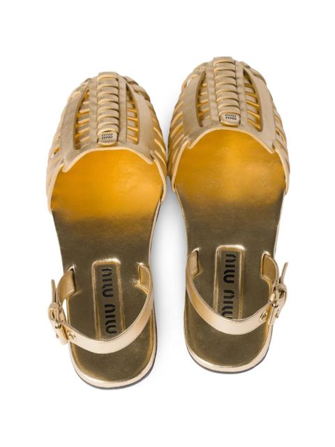 Miu Miu laminated nappa-leather fisherman sandals - Gold