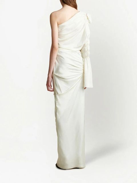 KHAITE Apollo one-shoulder draped long dress - Neutrals