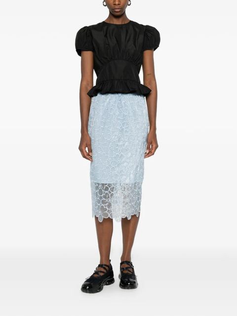 Cecilie Bahnsen puff-sleeve ruffled top - Black