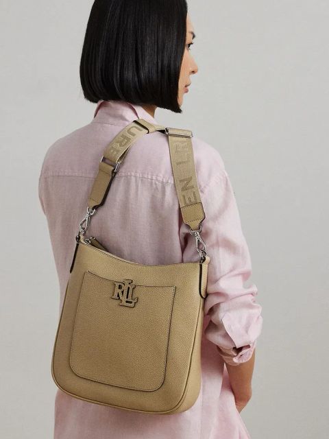 Lauren Ralph Lauren torebka skórzana kolor beżowy 431970152