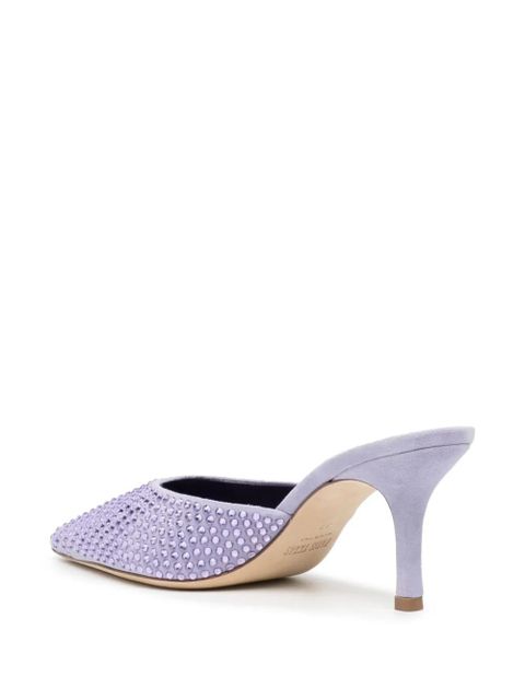 Paris Texas Hollywood 75mm crystal-embellished mules - Purple