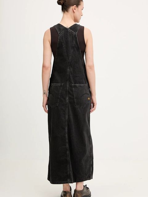 G-Star sukienka jeansowa kolor czarny maxi prosta D27734.E091