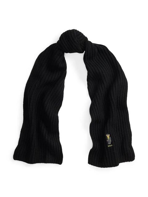 Polo Ralph Lauren szalik z dodatkiem wełny damski kolor czarny wzorzysty 455P04660 - zdjęcie produktu nr 1