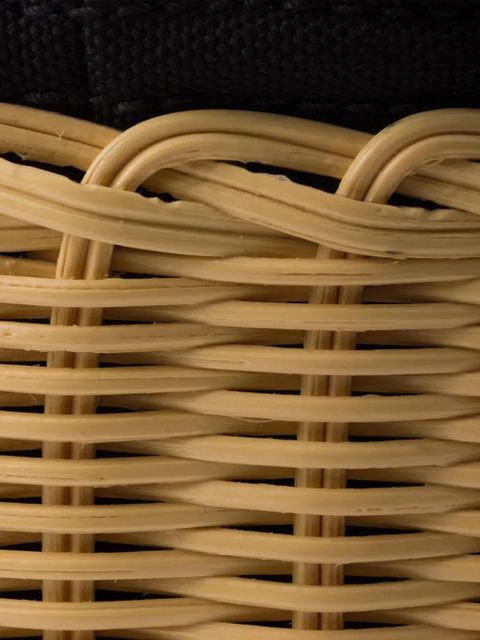 Prada small wicker and canvas tote bag - Neutrals