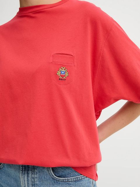 Bally t-shirt bawełniany damski kolor czerwony WJE07E