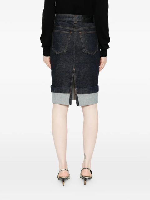 KHAITE Kendra cuffed midi skirt - Blue