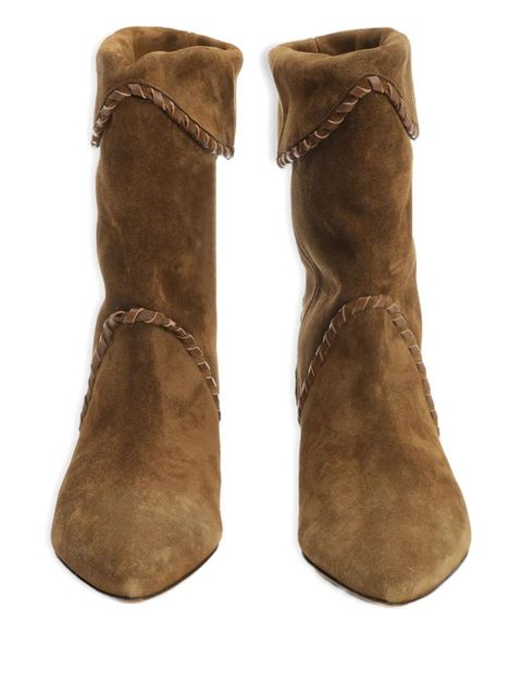 ISABEL MARANT 45mm braided-detail suede boots - Brown