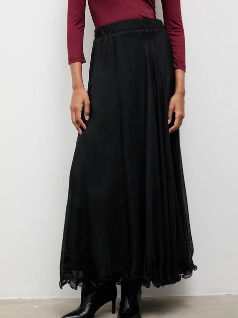 Answear.LAB spódnica kolor czarny maxi rozkloszowana