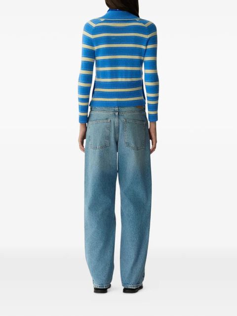 Guest In Residence Port striped button-detail sweater - Blue