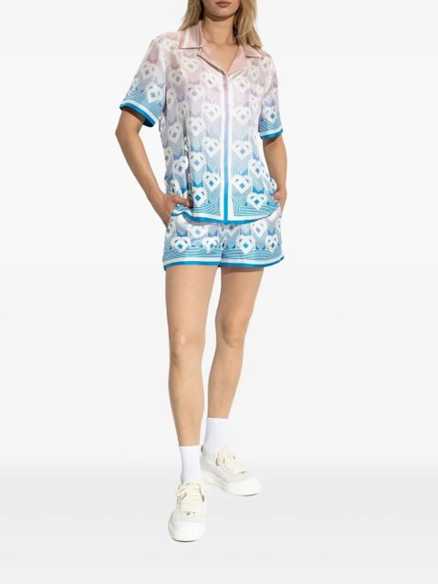 Casablanca monogram-print silk shorts - Blue - zdjęcie produktu nr 2