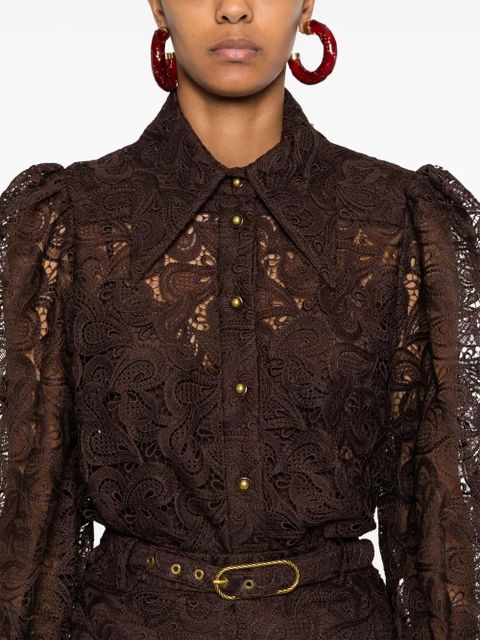 ZIMMERMANN Illustration Lace blouse - Brown