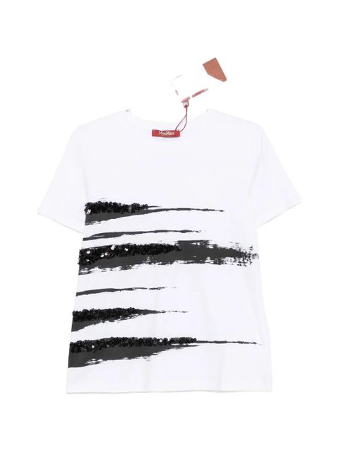 Max Mara sequin-embellished graphic-print T-shirt - White - zdjęcie produktu nr 1