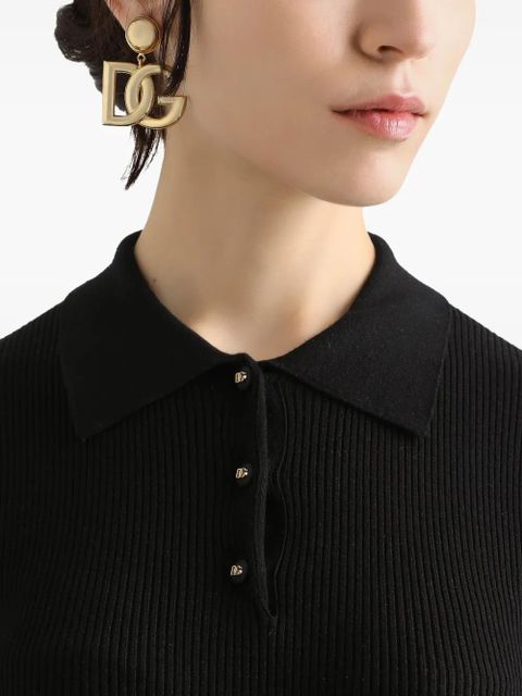 Dolce & Gabbana ribbed polo top - Black