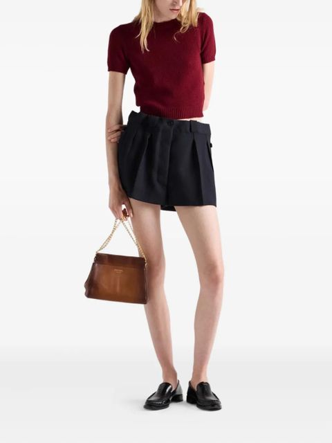 Prada pleated buttoned shorts - Blue