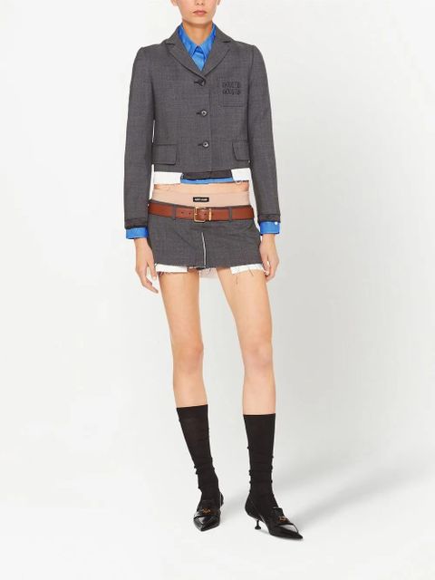 Miu Miu embroidered logo cropped shirt - Blue - zdjęcie produktu nr 2