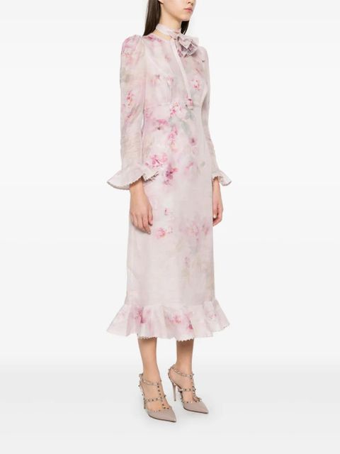 ZIMMERMANN Crush Flower midi dress - Pink