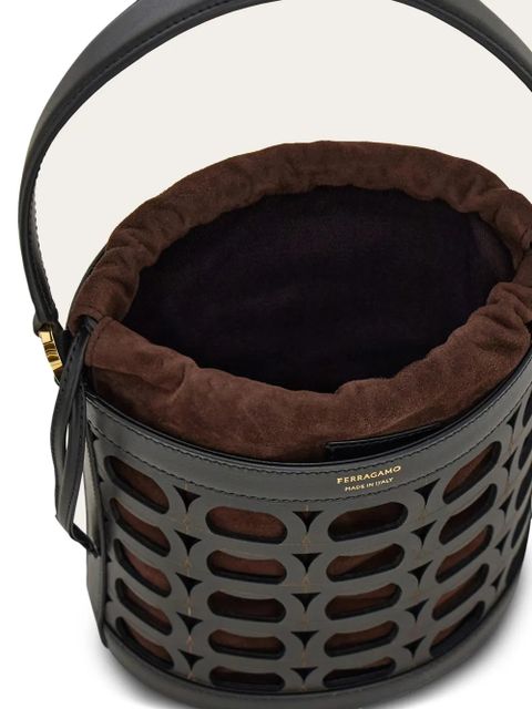 Ferragamo Gancini laser-cut bucket bag - Black