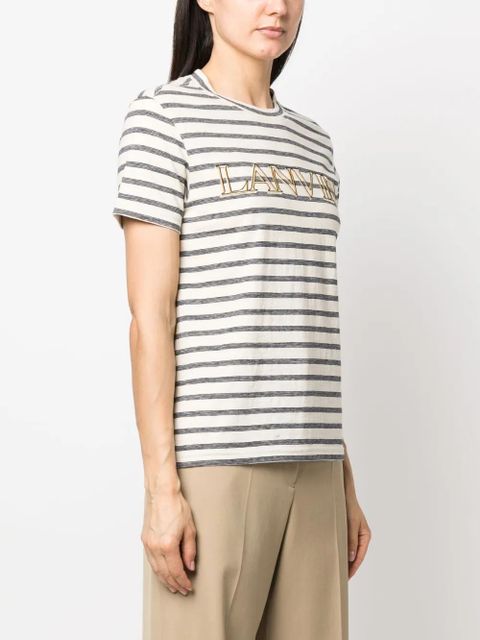 Lanvin logo-print striped T-shirt - Neutrals