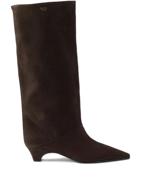 Prada 40mm point-toe leather boots - Brown - zdjęcie produktu nr 1