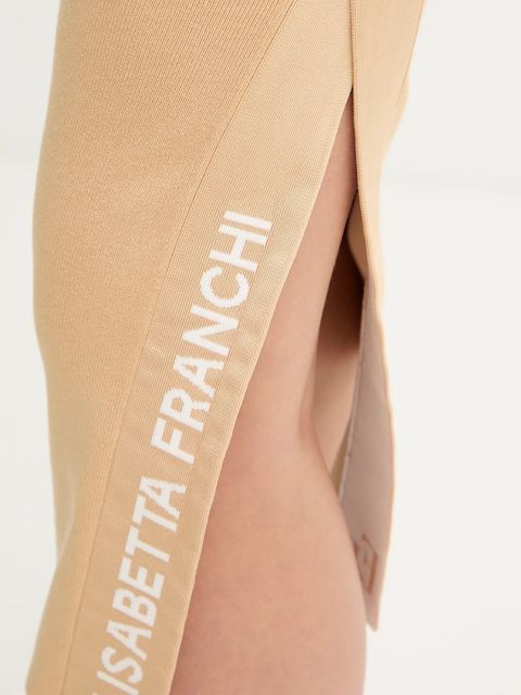 Elisabetta Franchi sukienka kolor beżowy midi dopasowana AM03S56E2