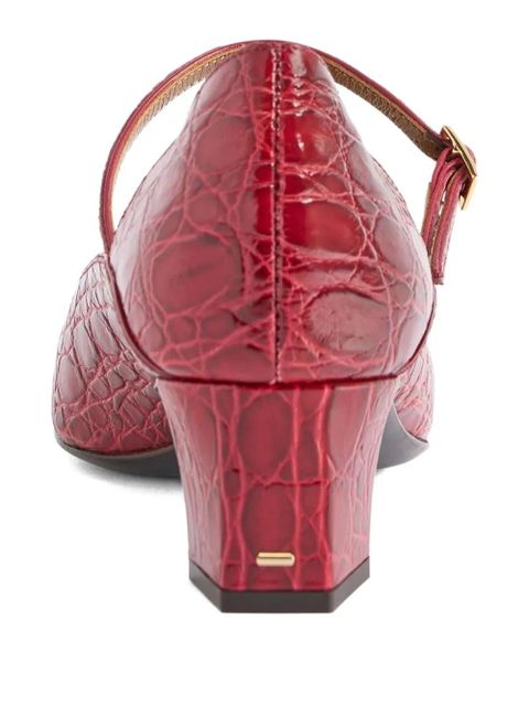 Giuseppe Zanotti crocodile-effect Mary Jane pumps - Red - zdjęcie produktu nr 2