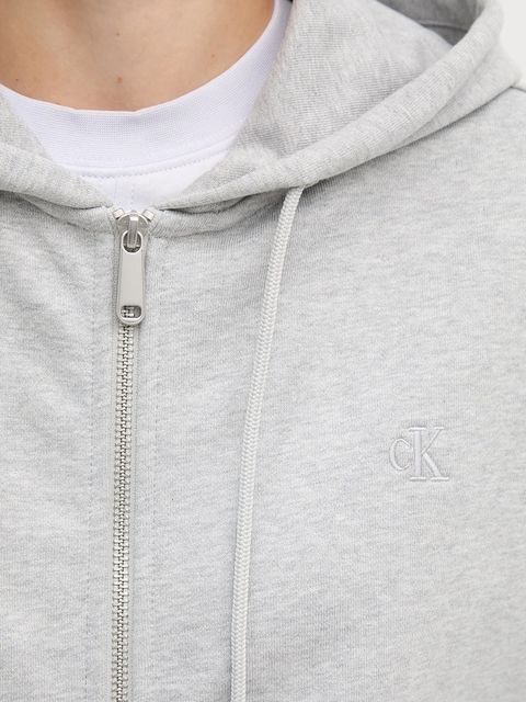 Calvin Klein Jeans bluza damska kolor szary z kapturem gładka LV047B237G