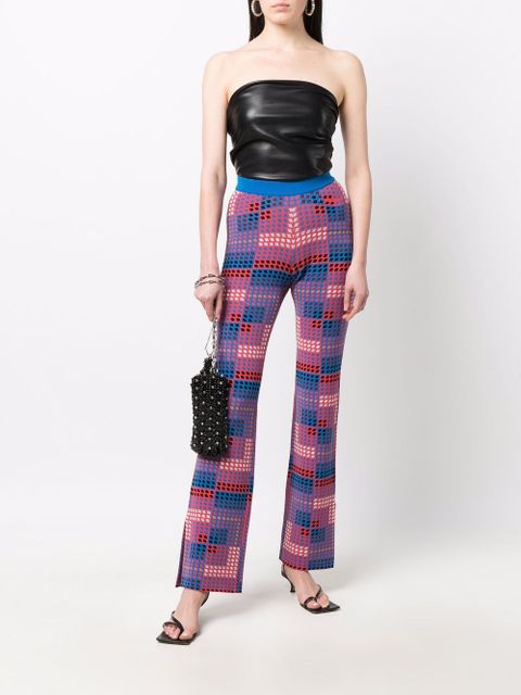 Rabanne geometric-print knitted trousers - Blue