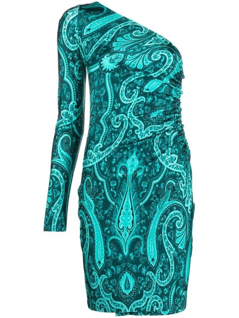 ETRO paisley-print one-shoulder dress - Green - zdjęcie produktu nr 1