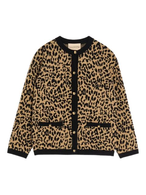 Valentino Garavani animal-print wool cardigan - Neutrals - zdjęcie produktu nr 1