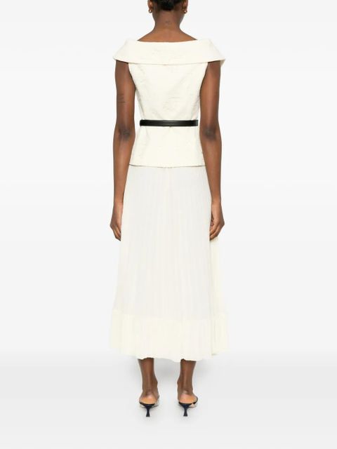 Self-Portrait lace chiffon midi dress - Neutrals