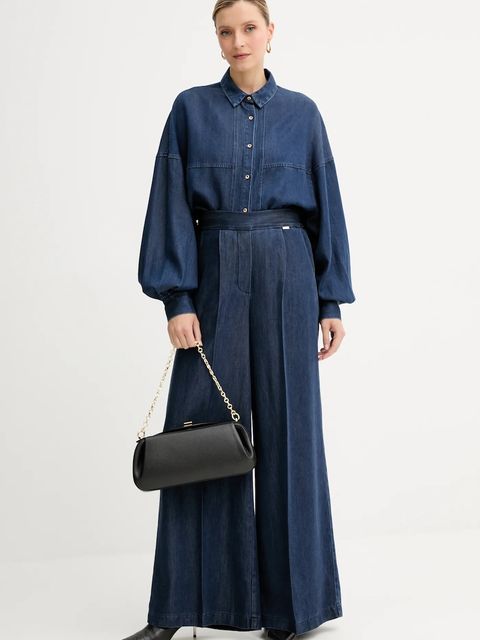 Fracomina koszula jeansowa damska kolor niebieski relaxed z kołnierzykiem klasycznym FJ25WT6004W78301 - zdjęcie produktu nr 2