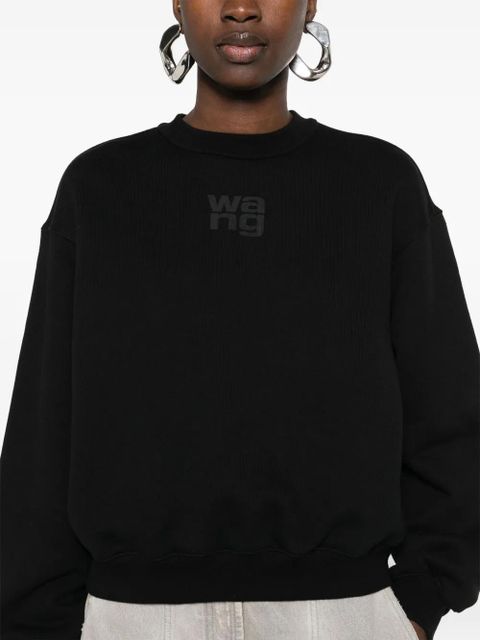 Alexander Wang logo-embossed cotton sweatshirt - Black