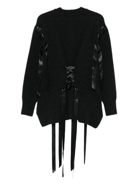 Simone Rocha ribbon-detail knitted cardigan - Grey