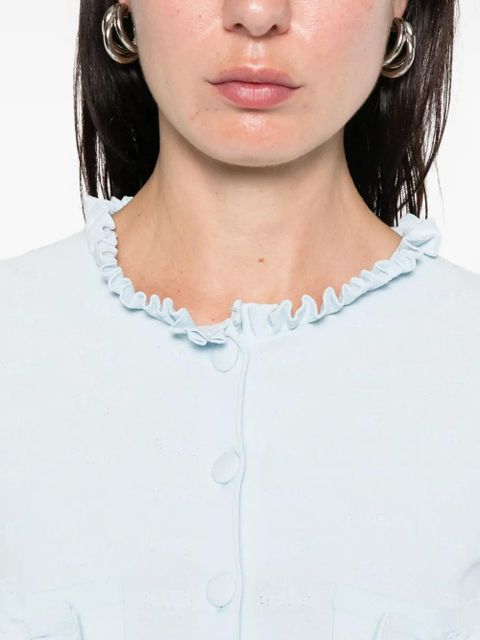 Balenciaga ruffle trim bow cardigan - Blue