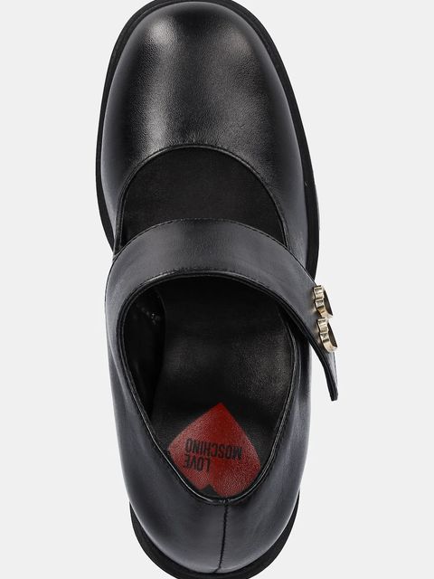 Love Moschino czółenka skórzane kolor czarny na słupku JA1043AG0NIA0000