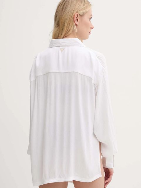 Guess koszula NOEMI damska kolor biały relaxed z kołnierzykiem klasycznym E5GH03 WH5E0