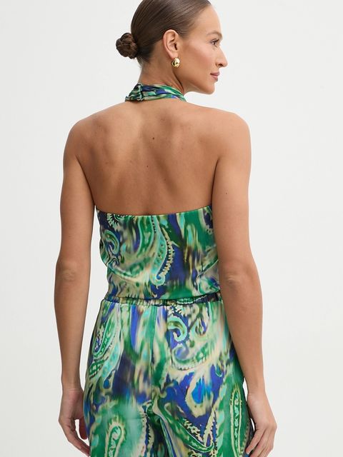 Simona Corsellini bluzka damska kolor zielony wzorzysta P25CPTO014