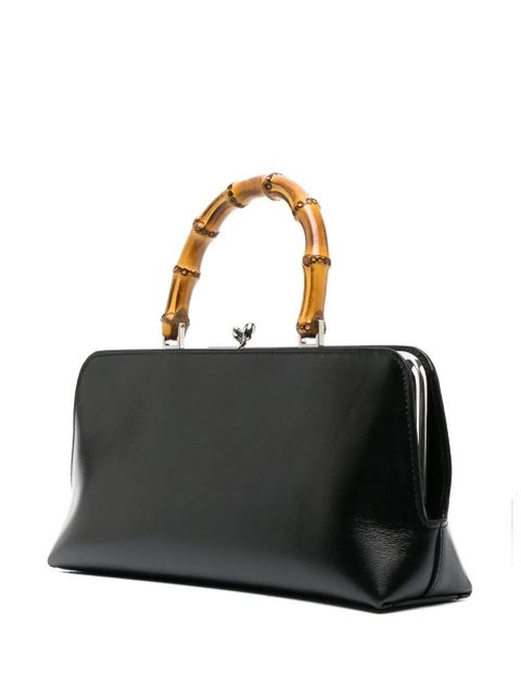 Jil Sander Goji bamboo-handle leather bag - Black