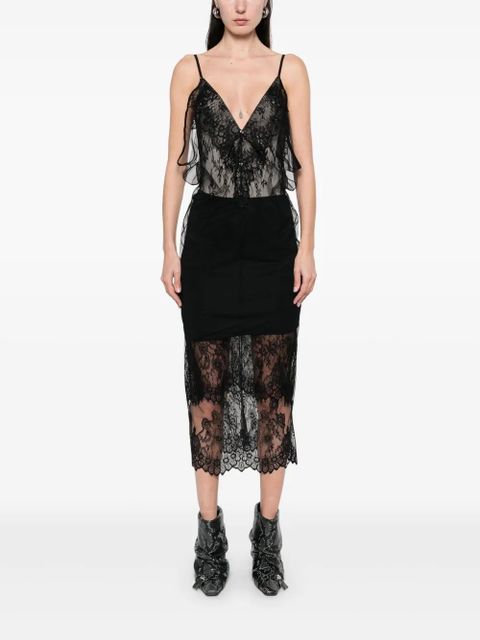 The Attico tulle-overlay midi dress - Black - zdjęcie produktu nr 2