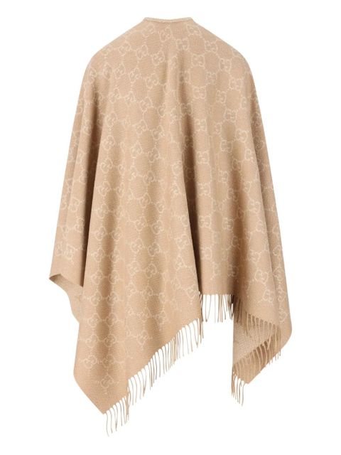 Gucci GG-patterned fringed cape - Neutrals - zdjęcie produktu nr 2