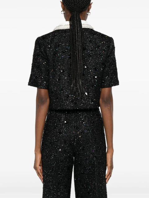 SANDRO sequin-embellished cropped jacket - Black