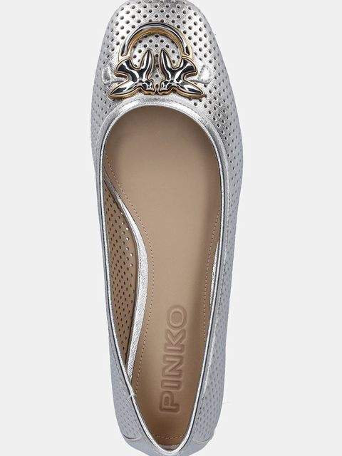 Pinko baleriny skórzane Max 11 kolor srebrny SD0457P049ZZF