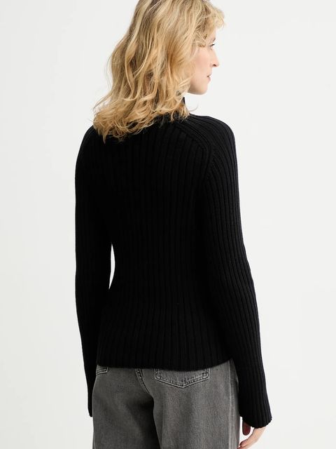 Marc O'Polo sweter bawełniany damski kolor czarny z półgolfem 509605960173 - zdjęcie produktu nr 2