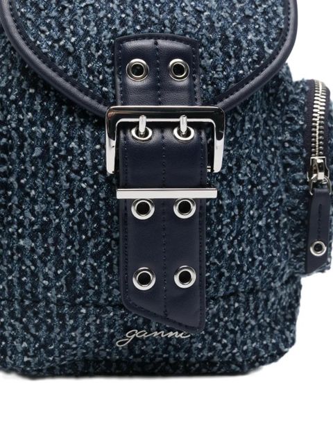 GANNI buckle zip backpack - Blue