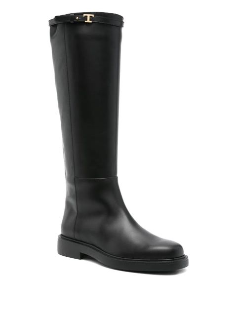 Tod's leather t-buckle knee-high boots - Black - zdjęcie produktu nr 2