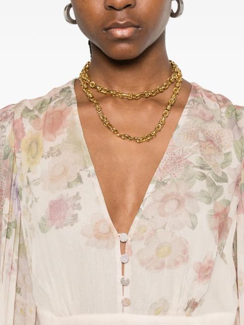 TWINSET floral-print cutout midi dress - Neutrals