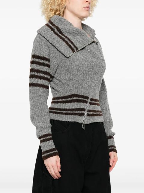 The Attico striped zip-front cardigan - Grey - zdjęcie produktu nr 2