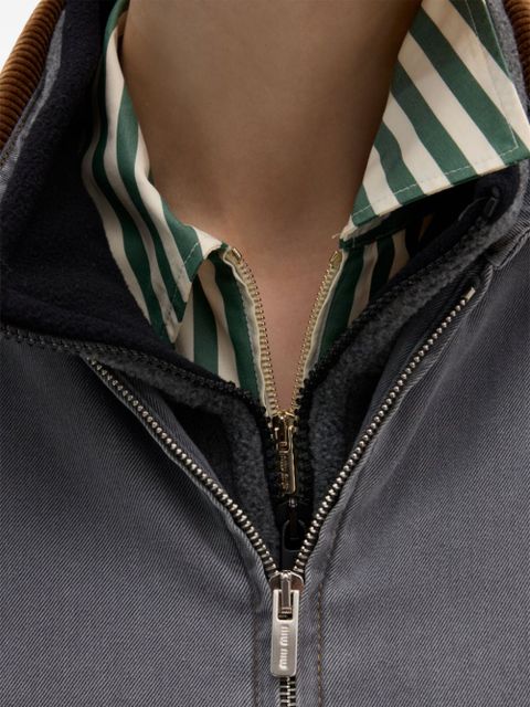 Miu Miu velvet-trim bomber jacket - Grey