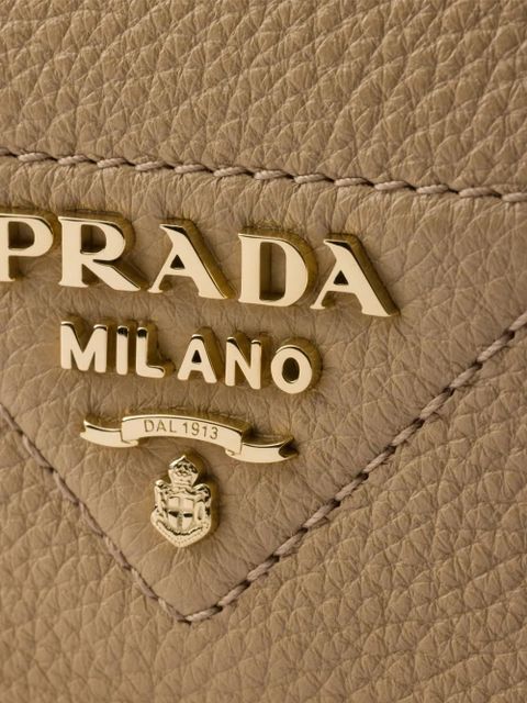 Prada logo-plaque flap leather shoulder bag - Neutrals